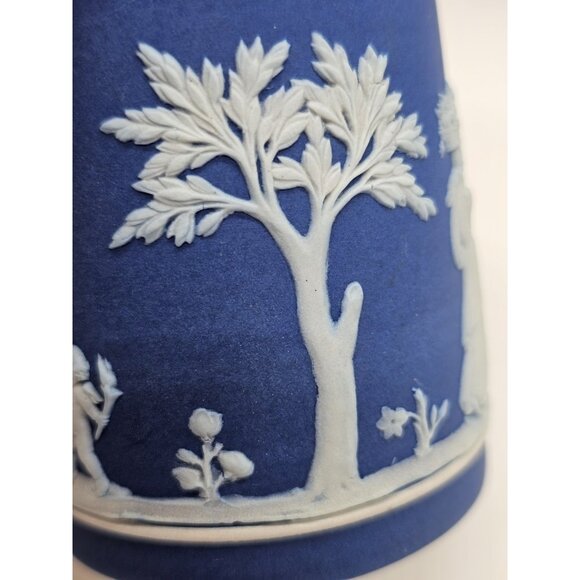Wedgewood Jasperware Blue And White 4" Creamer Victorian Ornate Boho - Picture 4 of 13